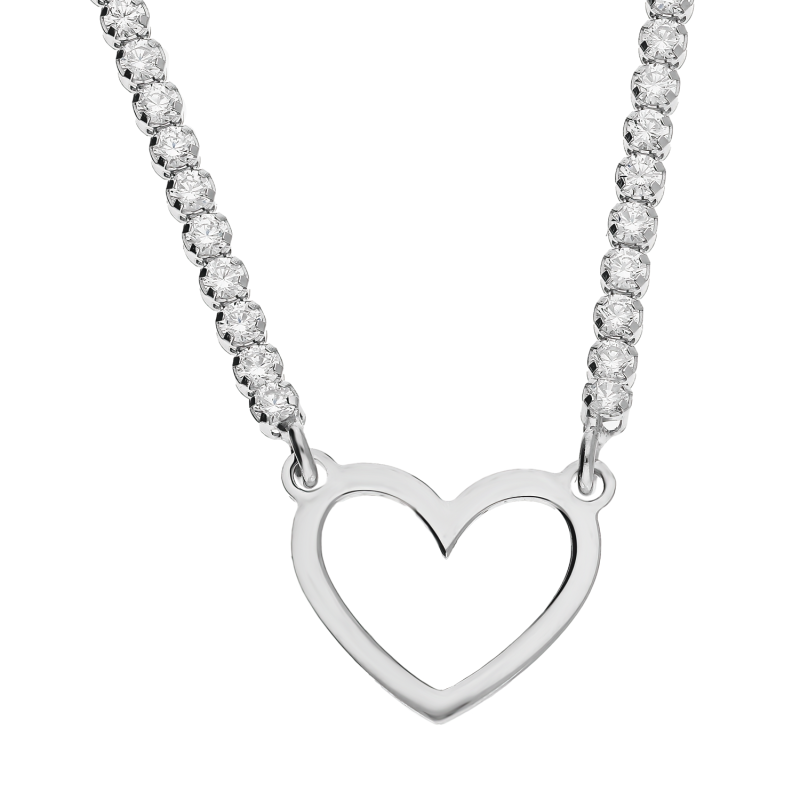 Srebrny Naszyjnik Serce z Cyrkoniami pr. 925 - JubilerSezam.pl