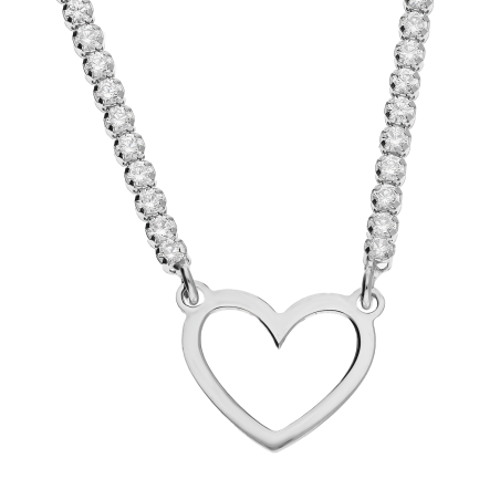 Srebrny Naszyjnik Serce z Cyrkoniami pr. 925 - JubilerSezam.pl