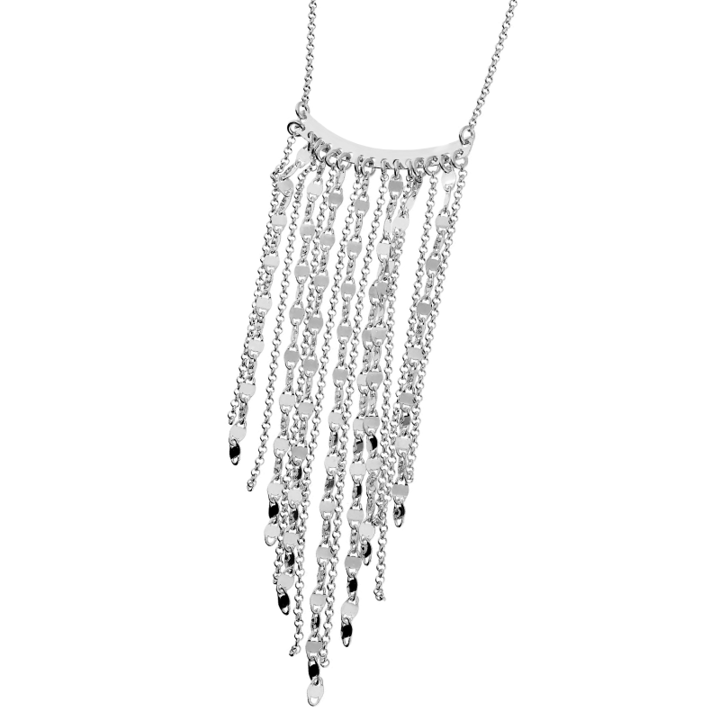 Naszyjnik srebrny wiszące łańcuszki rolo i blaszki NI XGI05029 ROD próba 925