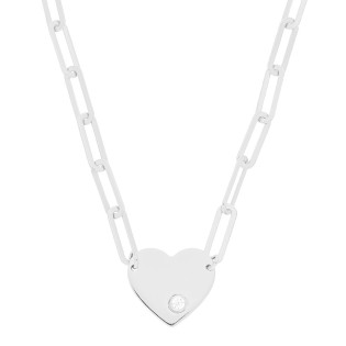Naszyjnik z białego złota serce z cyrkonią/anker long AR AAJNB1282-W-FCZ próba 585