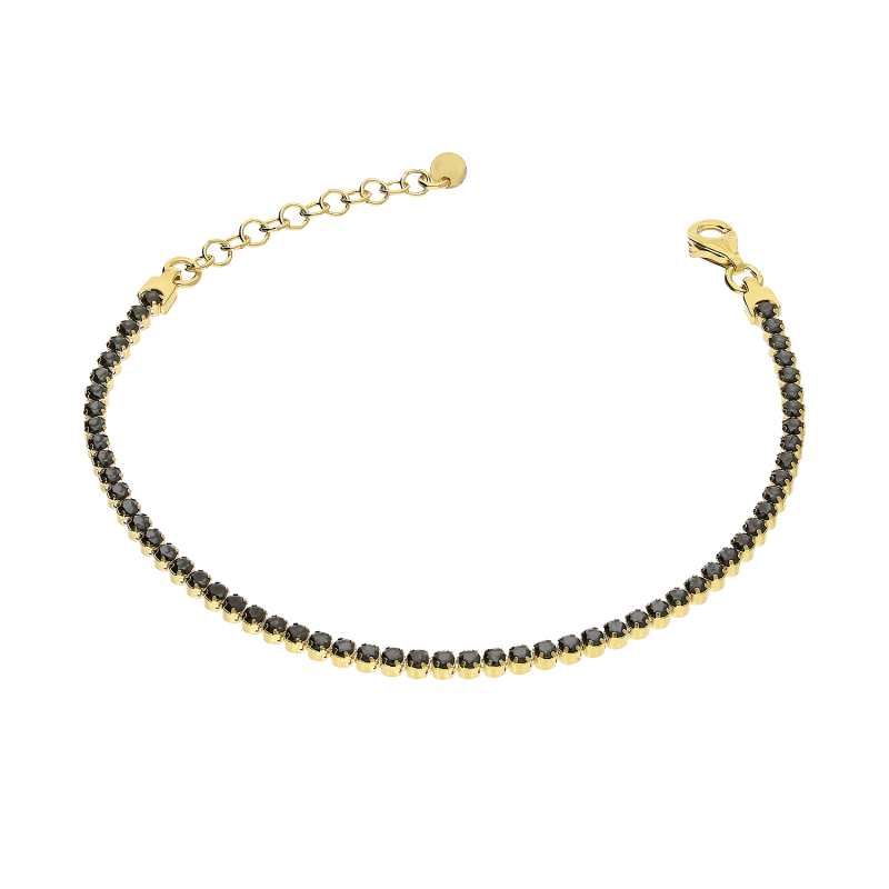 Bransoleta pozłacana z czarnymi cyrkoniami NI BRN27842 GOLD próba 925