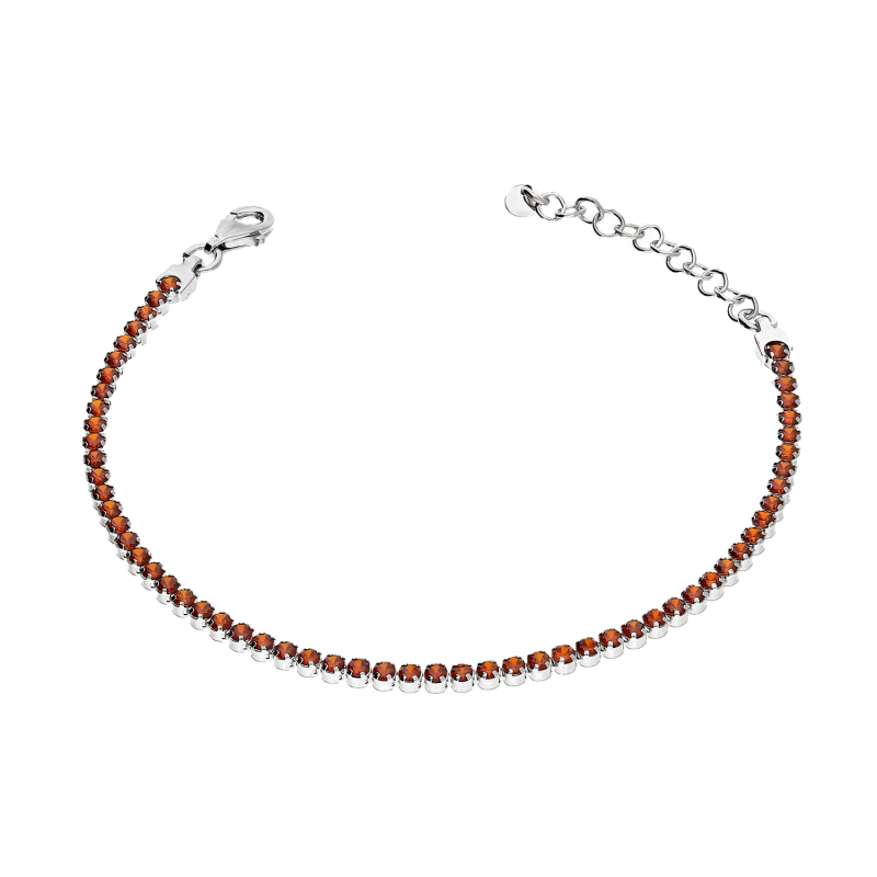 Bransoleta srebrna rząd pomarańczowych cyrkonii NI BRN27844 ROD próba 925