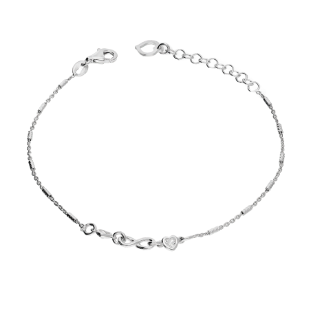 Bransoleta srebrna serca z cyrkoniami i infinity oraz walce NI BRN29268 ROD próba 925