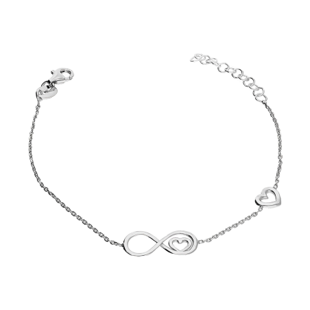 Bransoleta srebrna serce w infinity i serce ramka/anker NI BRN29897 ROD próba 925