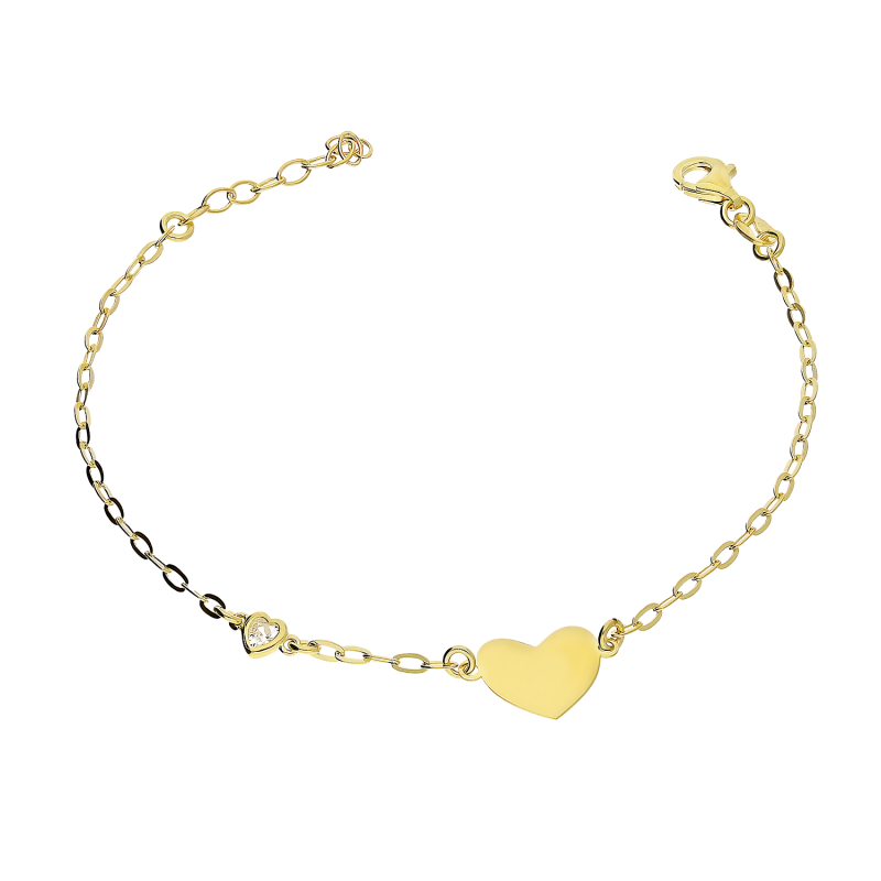 Bransoleta pozłacana z sercem i cyrkonią/anker NI BRN32311 GOLD próba 925