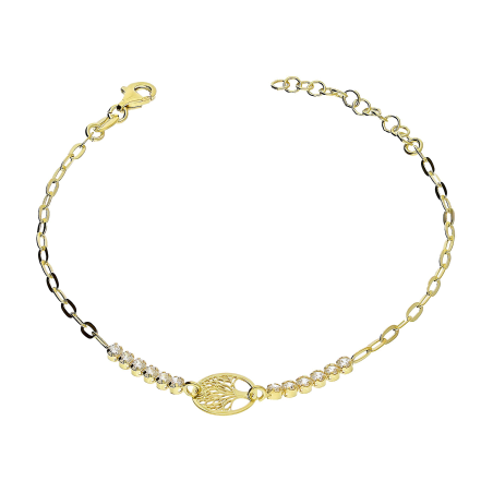 Bransoleta pozłacana drzewko szczęścia i cyrkonie/anker long NI BRN32358 GOLD próba 925
