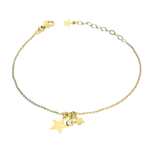 Bransoleta pozłacana koło z gwiazdką,cyrkonią i mniejszą gwiazdką/rolo NI BRN32375 GOLD próba 925
