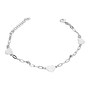 Bransoleta srebrna trzy gładkie serca i grawerowane kulki/anker l NI BRN32410 ROD próba 925