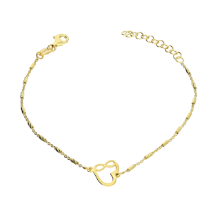 Bransoleta pozłacana serce z infinity i grawerowane walce/rolo NI BRN33607 GOLD próba 925