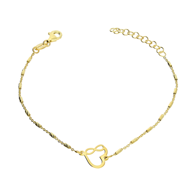 Bransoleta pozłacana serce z infinity i grawerowane walce/rolo NI BRN33607 GOLD próba 925
