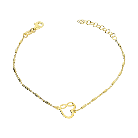 Bransoleta pozłacana serce z infinity i grawerowane walce/rolo NI BRN33607 GOLD próba 925
