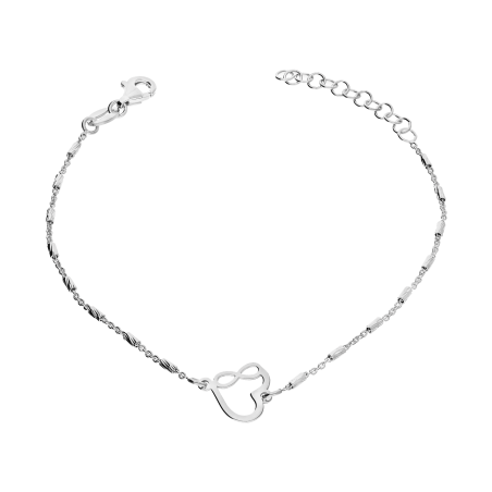 Bransoleta srebrna serce z infinity i grawerowane walce/rolo NI BRN33607 ROD próba 925