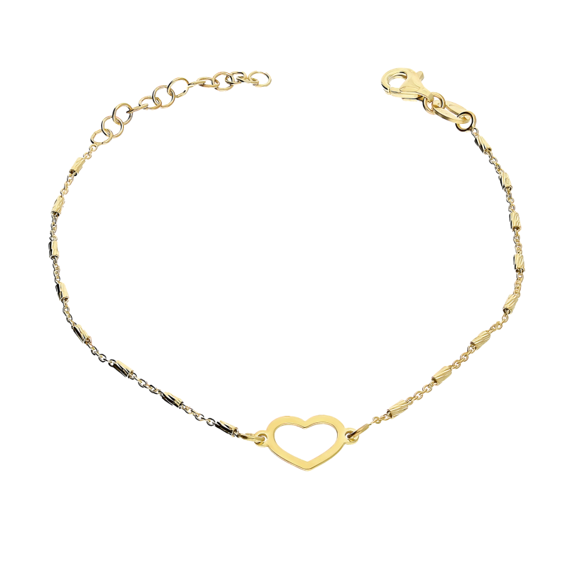 Bransoleta pozłacana puste serce i grawerowane walce/rolo NI BRN33617 GOLD próba 925