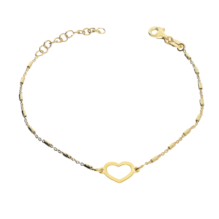 Bransoleta pozłacana puste serce i grawerowane walce/rolo NI BRN33617 GOLD próba 925