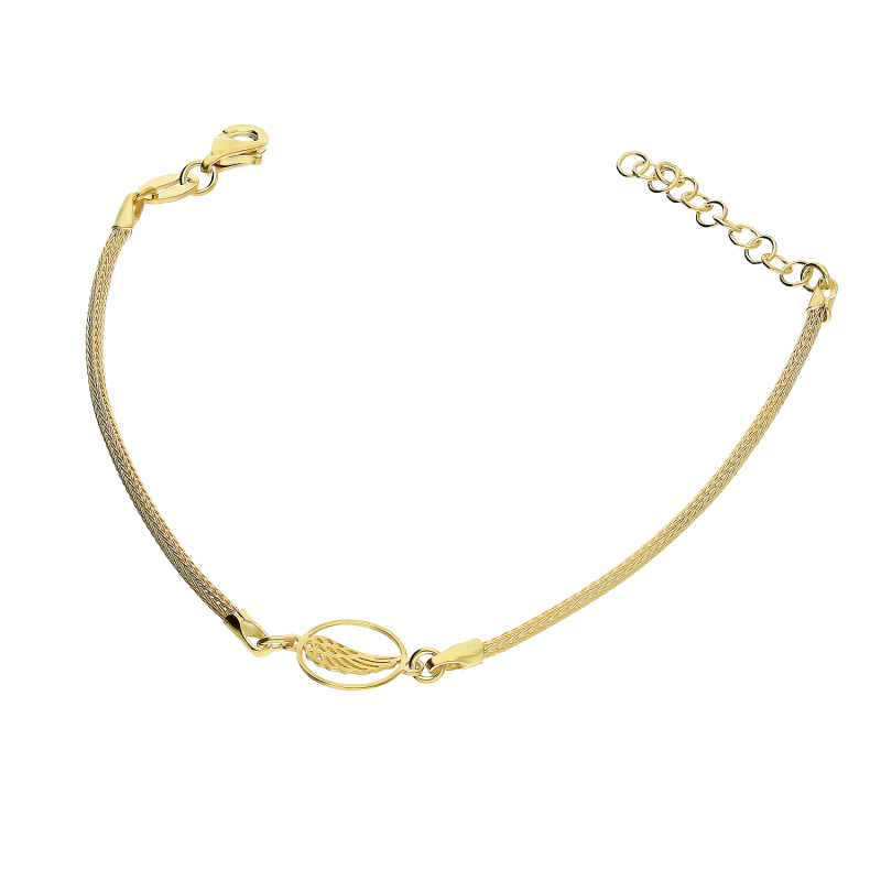 Bransoleta pozłacana ażurowe skrzydło w kole/calca NI BRN33640 GOLD próba 925