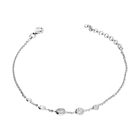 Bransoleta srebrna białe cyrkonie w okrągłych oprawach/anker NI BRN33841 ROD próba 925