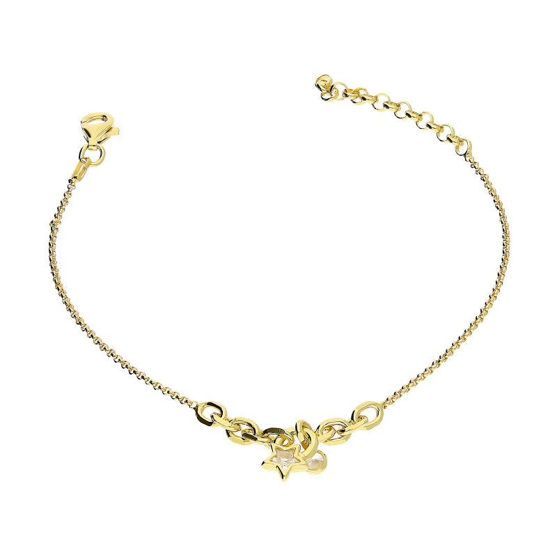 Bransoleta pozłacana koło z gwiazdką i cyrkonią/rolo NI BRN33853 GOLD próba 925