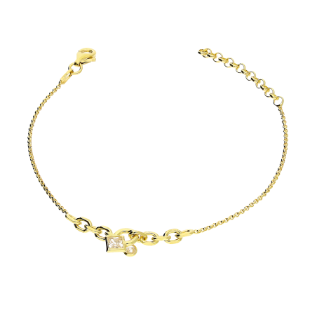 Bransoleta pozłacana romb i cyrkonia na kole/rolo NI BRN33854 GOLD próba 925