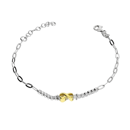 Bransoleta srebrna infinity i rząd białych cyrkonii/anker long NI BRN34207 próba 925