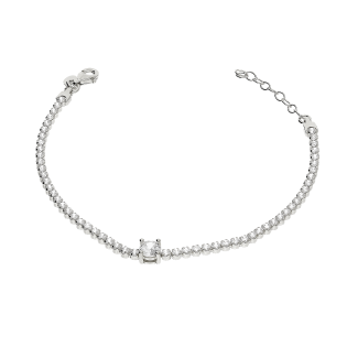 Bransoleta srebrna rząd białych cyrkonii i cyrkonia na środku NI BRN34332 ROD próba 925