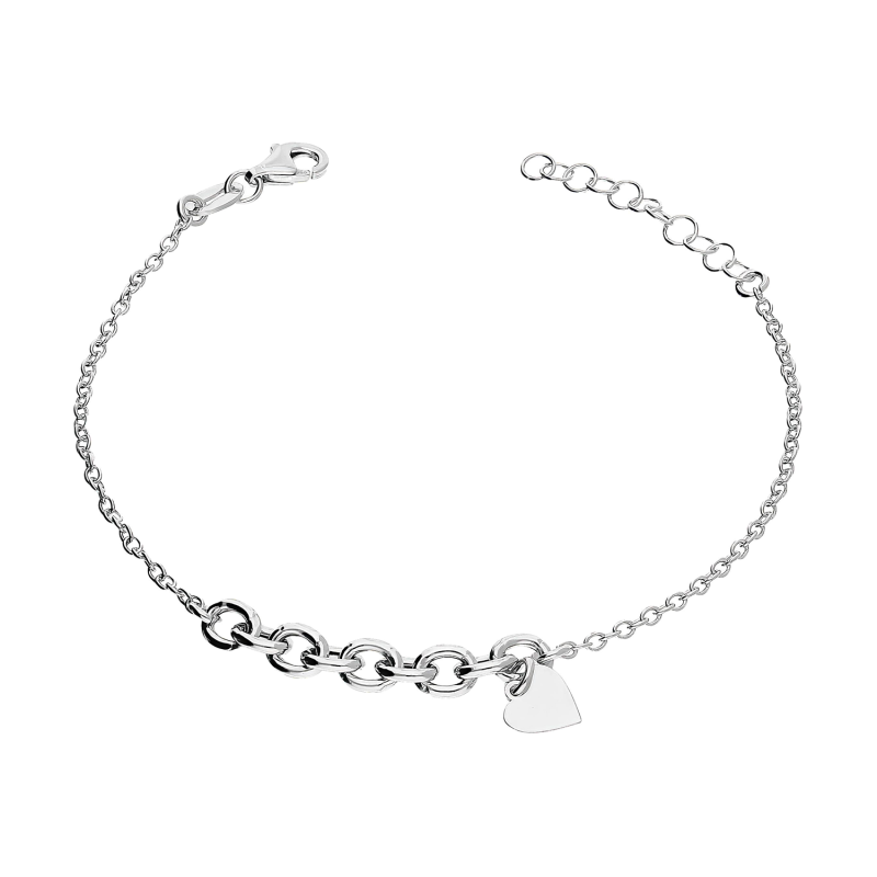 Bransoleta srebrna splot typu rolo i wiszące serce/rolo NI BRN34756 ROD próba 925