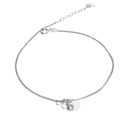 Bransoleta srebrna na nogę infinity,serce i biała cyrkonia NI CA1910 ROD serce+inf+cyr próba 925