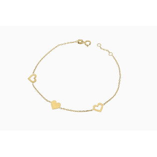 Bransoleta złota serce blask i dwa serca ramki/anker MZ T23-BX-3104 próba 375