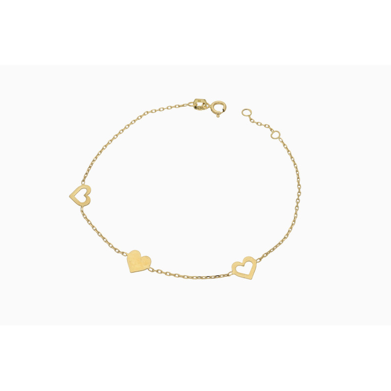 Bransoleta złota serce blask i dwa serca ramki/anker MZ T23-BX-3104 próba 375