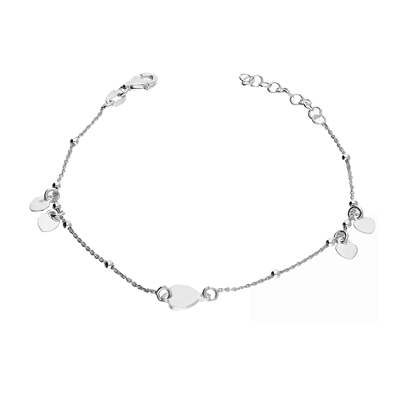 Bransoleta srebrna gładkie serca i kulki/rolo NI XBR06532 ROD próba 925