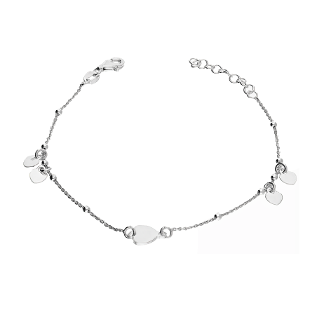 Bransoleta srebrna gładkie serca i kulki/rolo NI XBR06532 ROD próba 925
