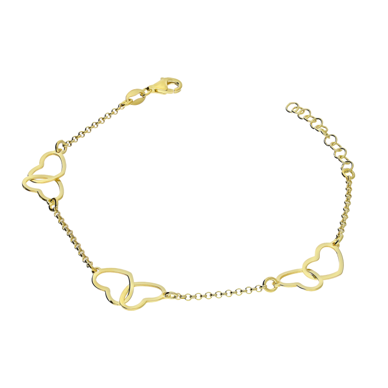 Bransoleta pozłacana klanówki serca ramki x3/rolo NI XBR08636 GOLD próba 925