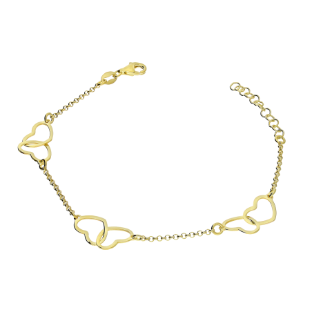 Bransoleta pozłacana klanówki serca ramki x3/rolo NI XBR08636 GOLD próba 925