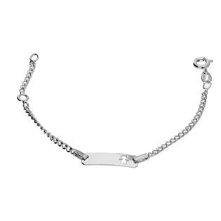 Bransoletka srebrna dla dziecka blaszka z wyciętym chłopcem