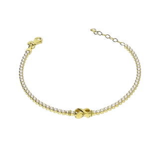 Bransoleta pozłacana infinity i rząd białych cyrkonii NI XBR10881 GOLD próba 925