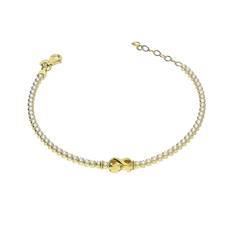 Bransoleta pozłacana infinity i rząd białych cyrkonii NI XBR10881 GOLD próba 925