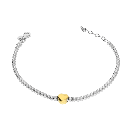 Srebrna bransoletka pozłacana z sercem i cyrkoniami - JubilerSezam.pl