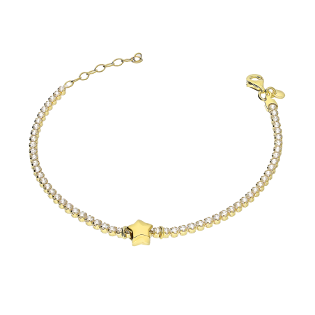 Pozłacana Bransoletka Srebrna Gwiazdka i Cyrkonie - JubilerSezam.pl