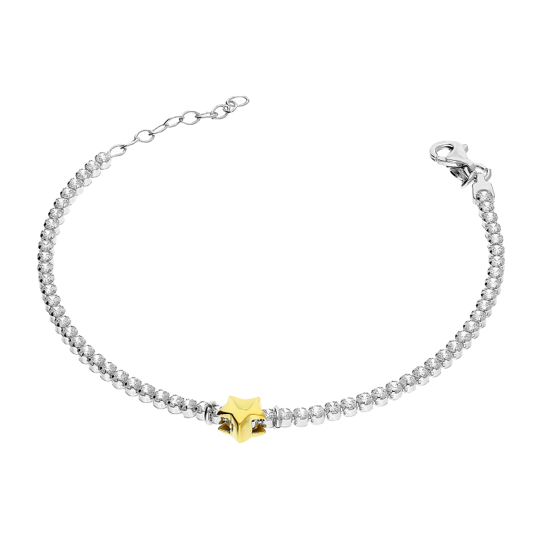 Bransoleta srebrna gwiazdka i rząd białych cyrkonii NI XBR10881D próba 925