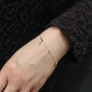 Bransoleta złota wiszący krzyżyk i kółko z grawerowanymi kulkami MZ T23-B-PAN-19 próba 375