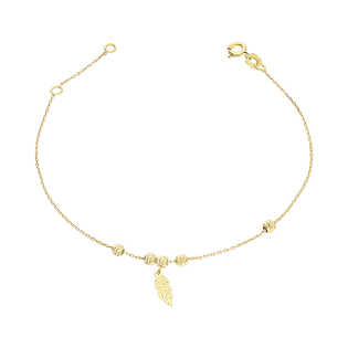 Bransoleta złota wiszące piórko i grawerowane kulki MZ T23-B-PAN-13 próba 375