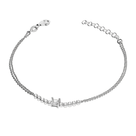 Bransoleta srebrna kwadratowa cyrkonia i rząd okrągłych cyrkonii/rolo NI XBR11510C ROD próba 925