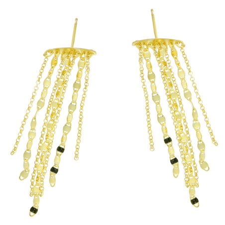 Kolczyki pozłacane łańcuszki blaszki i rolo/sztyft  NI XOR03282 GOLD próba 925