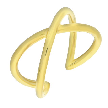 Pierścionek pozłacany wypukłe rurki w kształcie X RT AN22726 GOLD próba 925