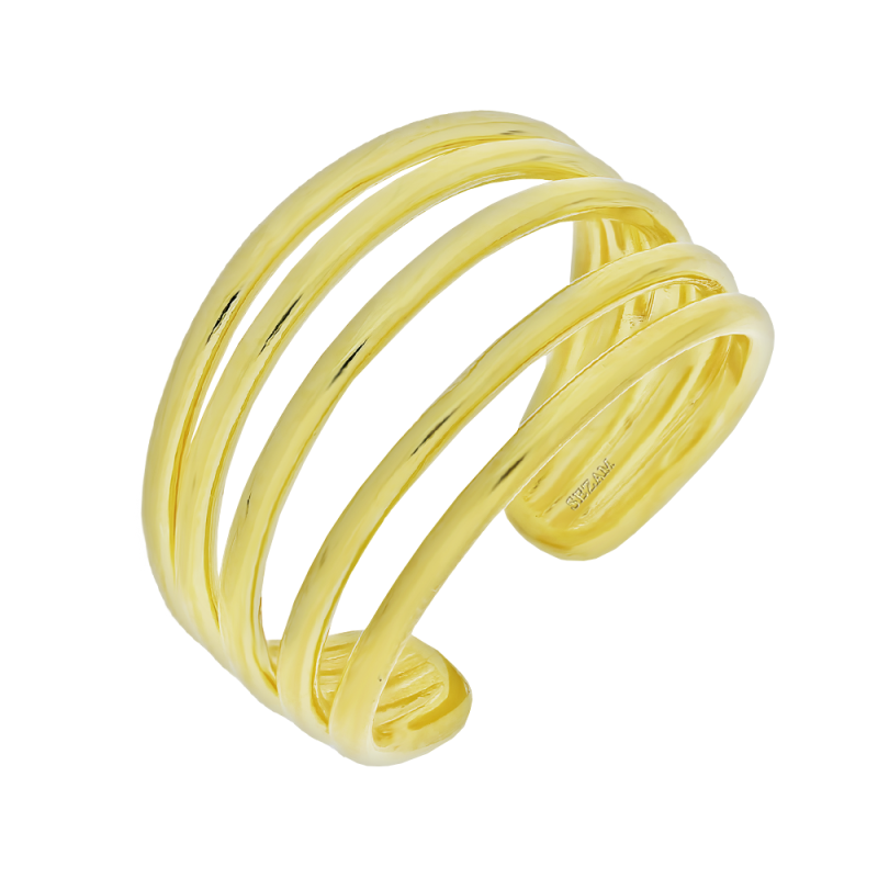 Pierścionek pozłacany pięć wypukłych rurek  RT AN25122 GOLD próba 925