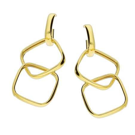 Kolczyki pozłacane kwadraty ramki/sztyft RT OR26862 GOLD próba 925