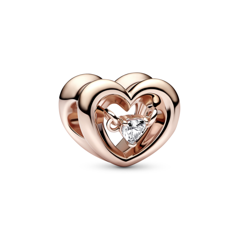 Charms Pandora w formie lśniącego serca z unoszącym się kamieniem PE 782493C01