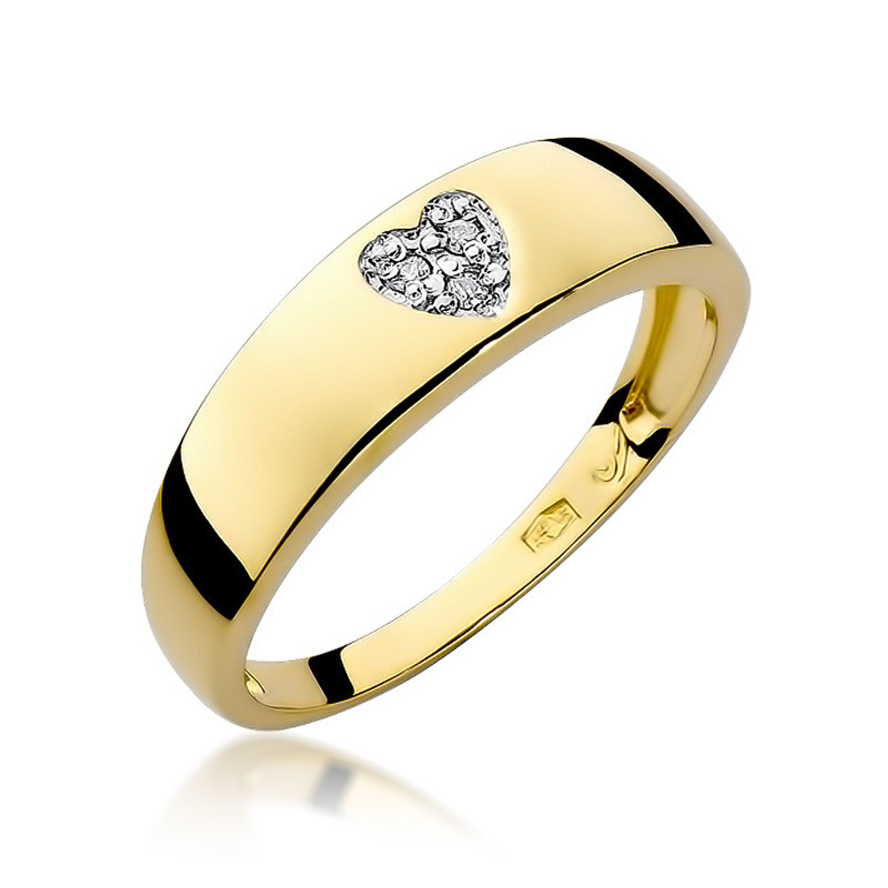 Pierścionek NOBLE-0,03ct BE W-064 serce na obrączce próba 585