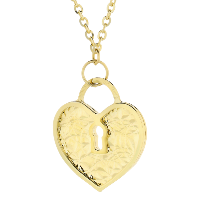 Naszyjnik złoty serce z kłódką/rolo OS 129-L321 próba 585