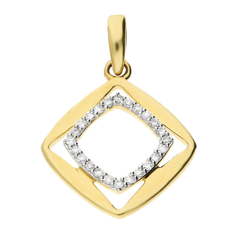 Zawieszka złota romb z diamentami LC JE4173-JP5734 Y romb ramka próba 585