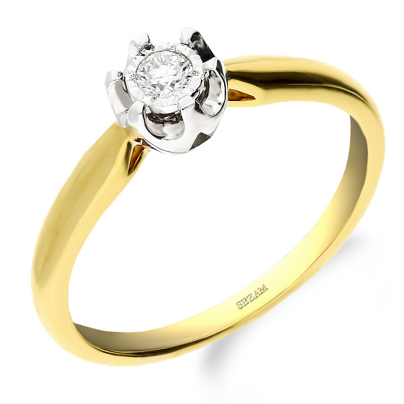 Pierścionek złoty FLOWER z diamentem LC KR68102 Y próba 585